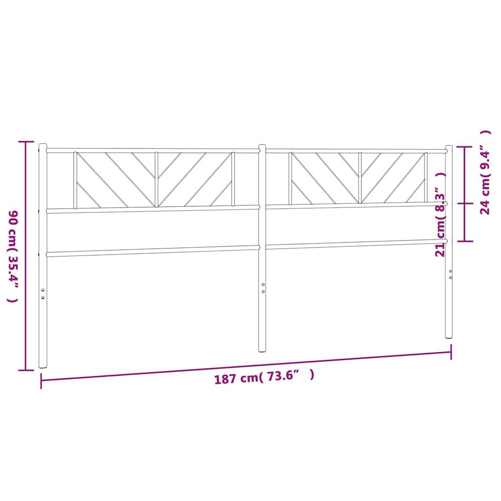 vidaXL Kopfteil Metall Schwarz 180 cm