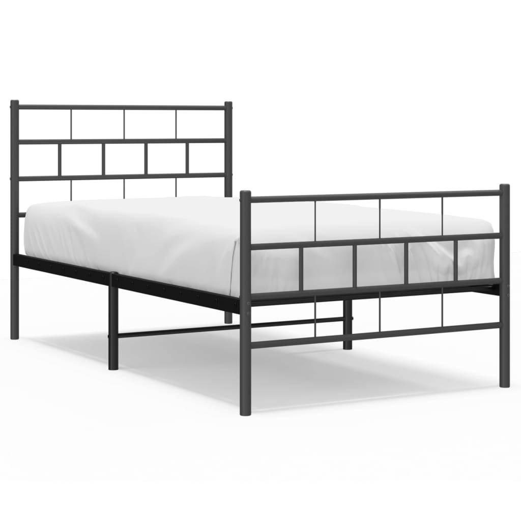 vidaXL Bettgestell mit Kopf- und Fußteil Metall Schwarz 75x190 cm