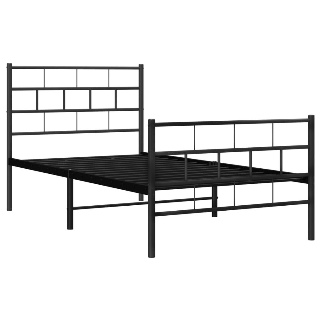 vidaXL Bettgestell mit Kopf- und Fußteil Metall Schwarz 75x190 cm