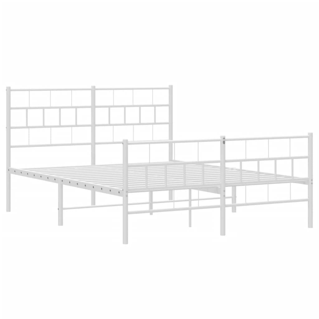 vidaXL Bettgestell mit Kopf- und Fußteil Metall Weiß 140x190 cm