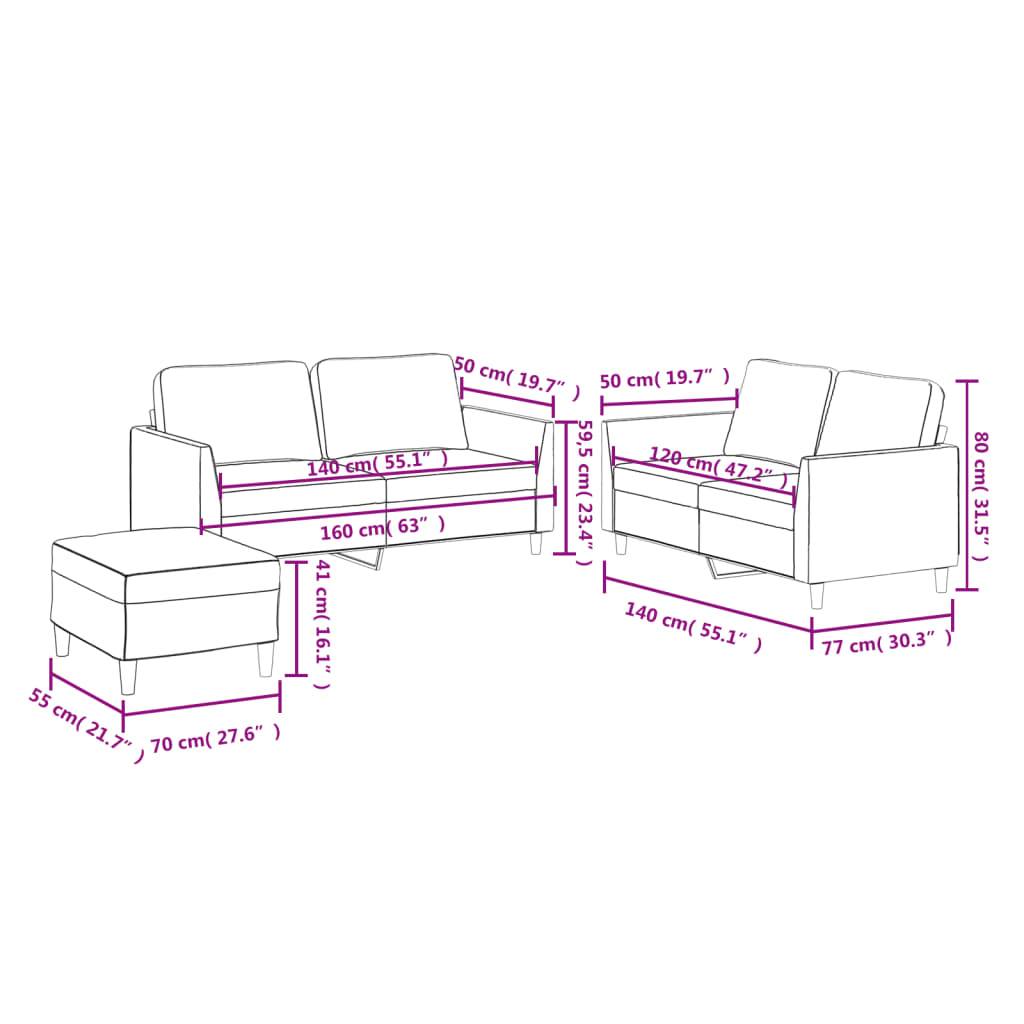 vidaXL 3-tlg. Sofagarnitur mit Kissen Creme Kunstleder