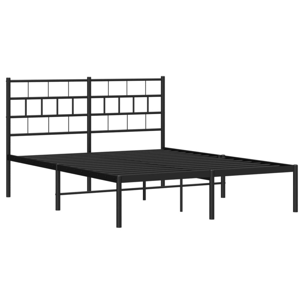 vidaXL Bettgestell mit Kopfteil Metall Schwarz 140x190 cm