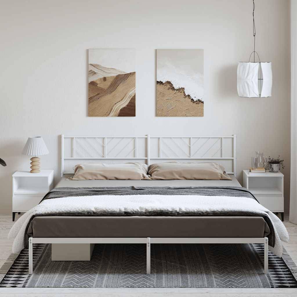 vidaXL Bettgestell mit Kopfteil Metall Weiß 193x203 cm