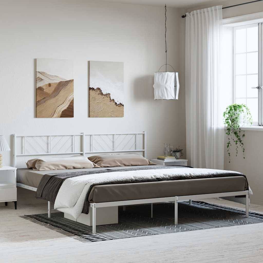vidaXL Bettgestell mit Kopfteil Metall Weiß 193x203 cm