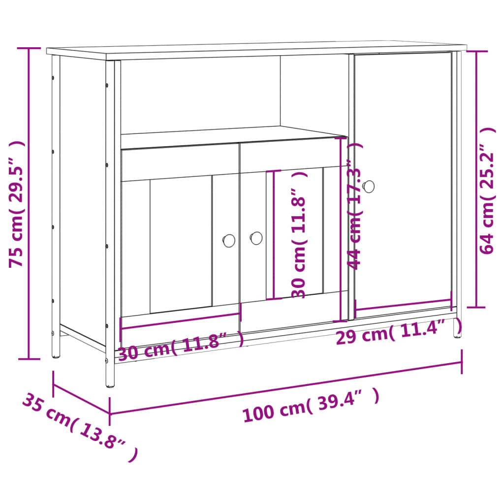 vidaXL Sideboard Sonoma-Eiche 100x35x75 cm Holzwerkstoff