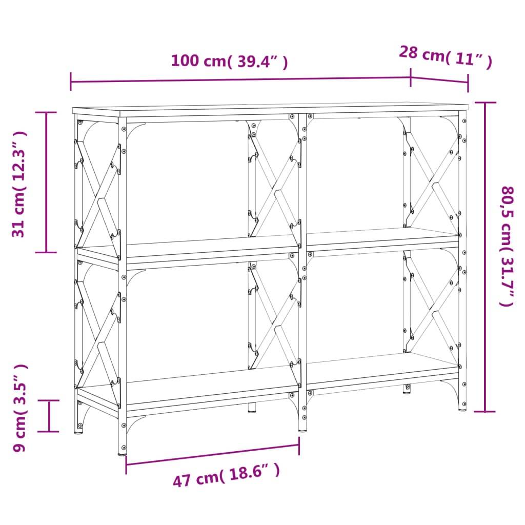 vidaXL Konsolentisch Räuchereiche 100x28x80,5 cm Holzwerkstoff