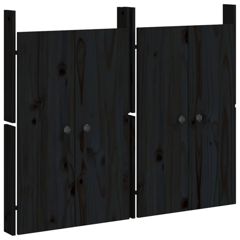 vidaXL Türen für Outdoor-Küche 2 Stk. Schwarz 50x9x82 cm Kiefernholz