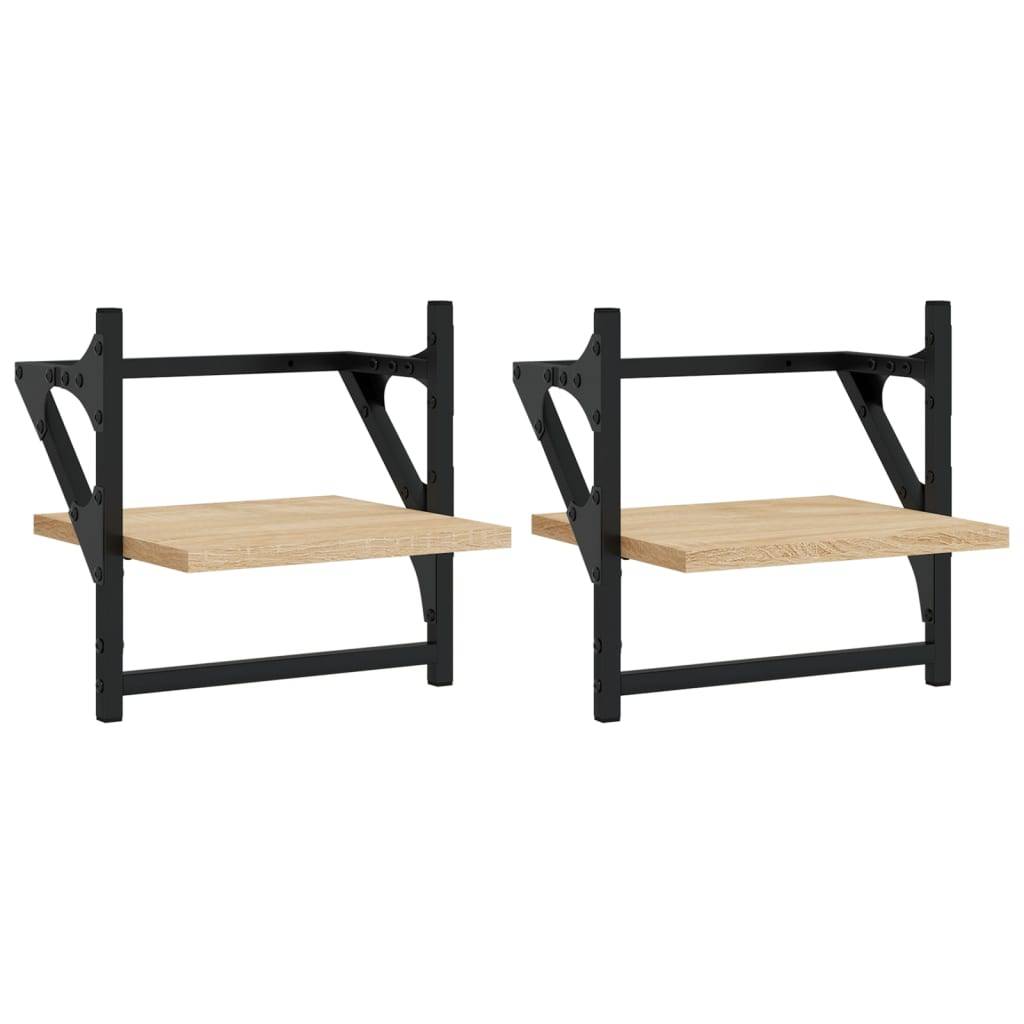 vidaXL Wandregale mit Stangen 2 Stk. Sonoma-Eiche 30x25x30 cm