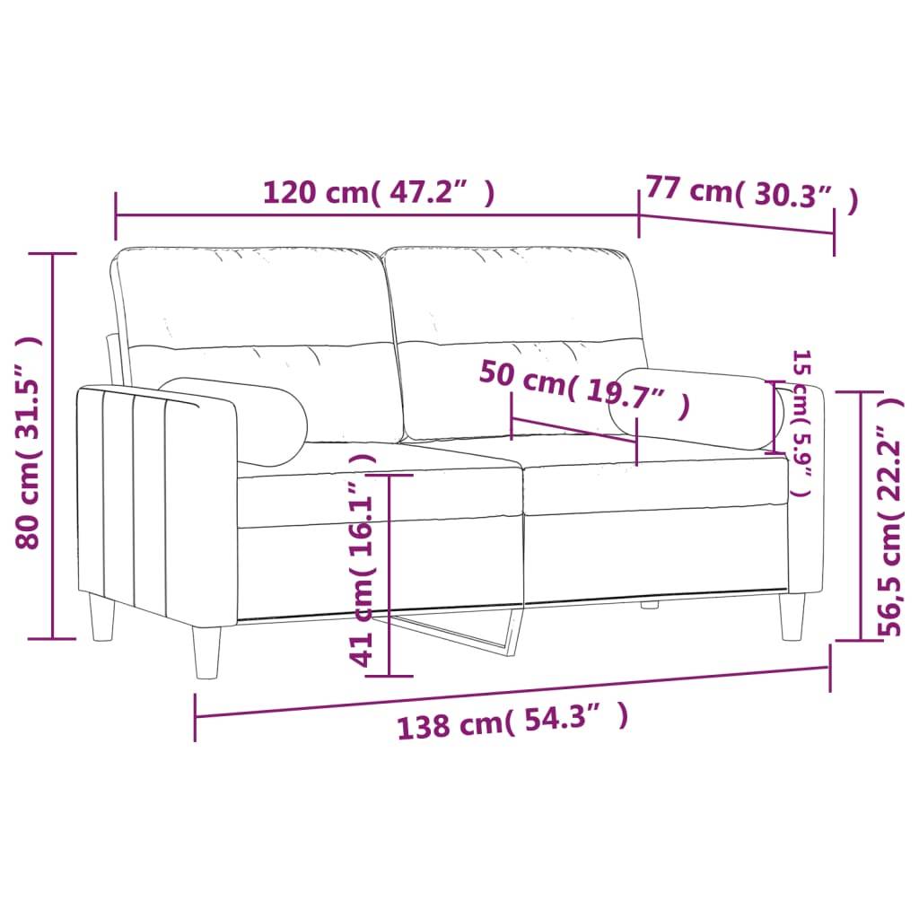 vidaXL 2-Sitzer-Sofa mit Zierkissen Hellgrau 120 cm Stoff