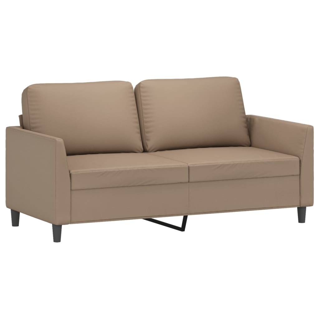 vidaXL 2-tlg. Sofagarnitur mit Kissen Cappuccino-Braun Kunstleder