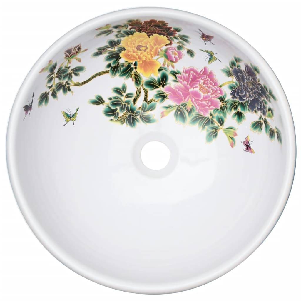 vidaXL Aufsatzwaschbecken Mehrfarbig Rund Ø41x14 cm Keramik