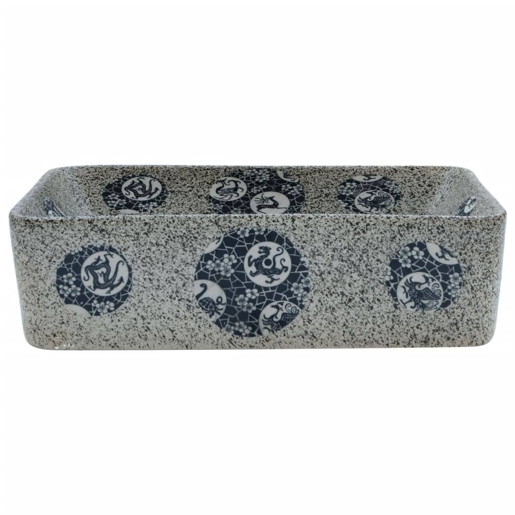 vidaXL Aufsatzwaschbecken Mehrfarbig Rechteckig 46x35,5x13cm Keramik