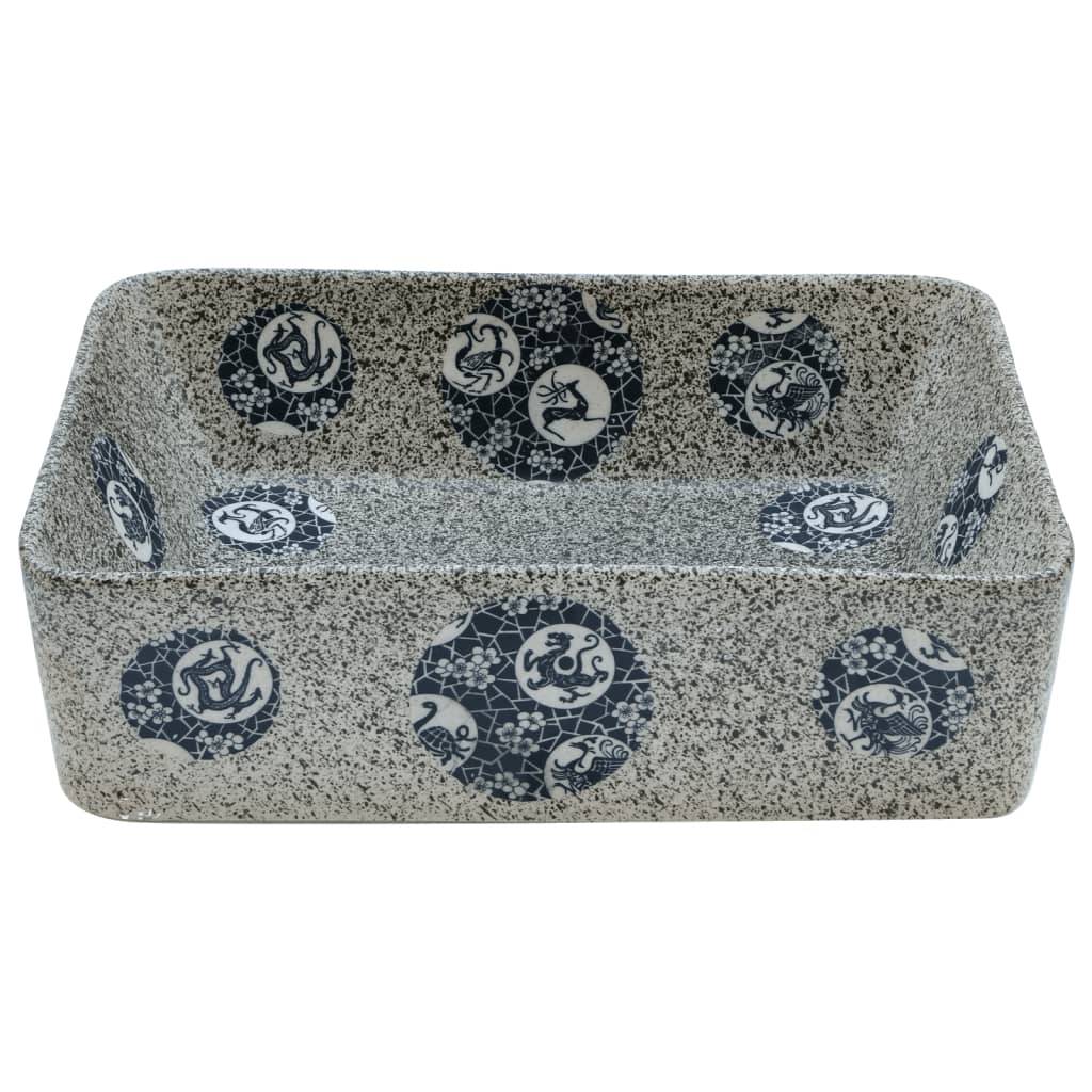 vidaXL Aufsatzwaschbecken Mehrfarbig Rechteckig 46x35,5x13cm Keramik