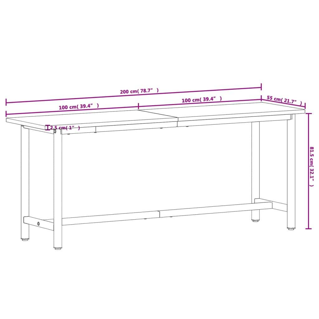 vidaXL Werkbank 200x55x81,5 cm Massivholz Buche und Metall