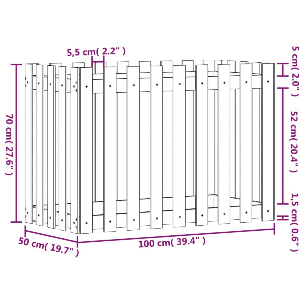vidaXL Hochbeet Latten-Design Schwarz 100x50x70 cm Massivholz Kiefer