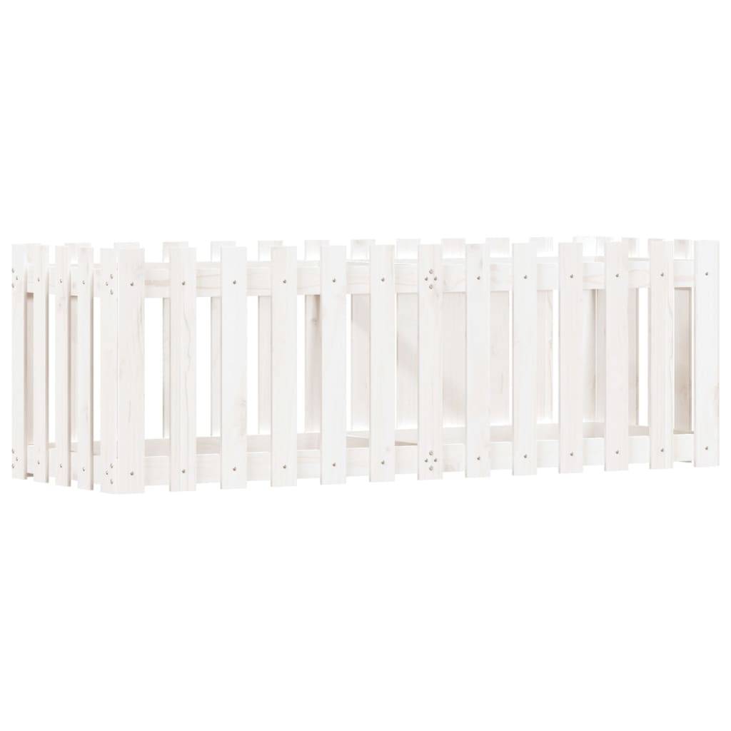 vidaXL Hochbeet Lattenzaun-Design Weiß 150x50x50 cm Massivholz Kiefer