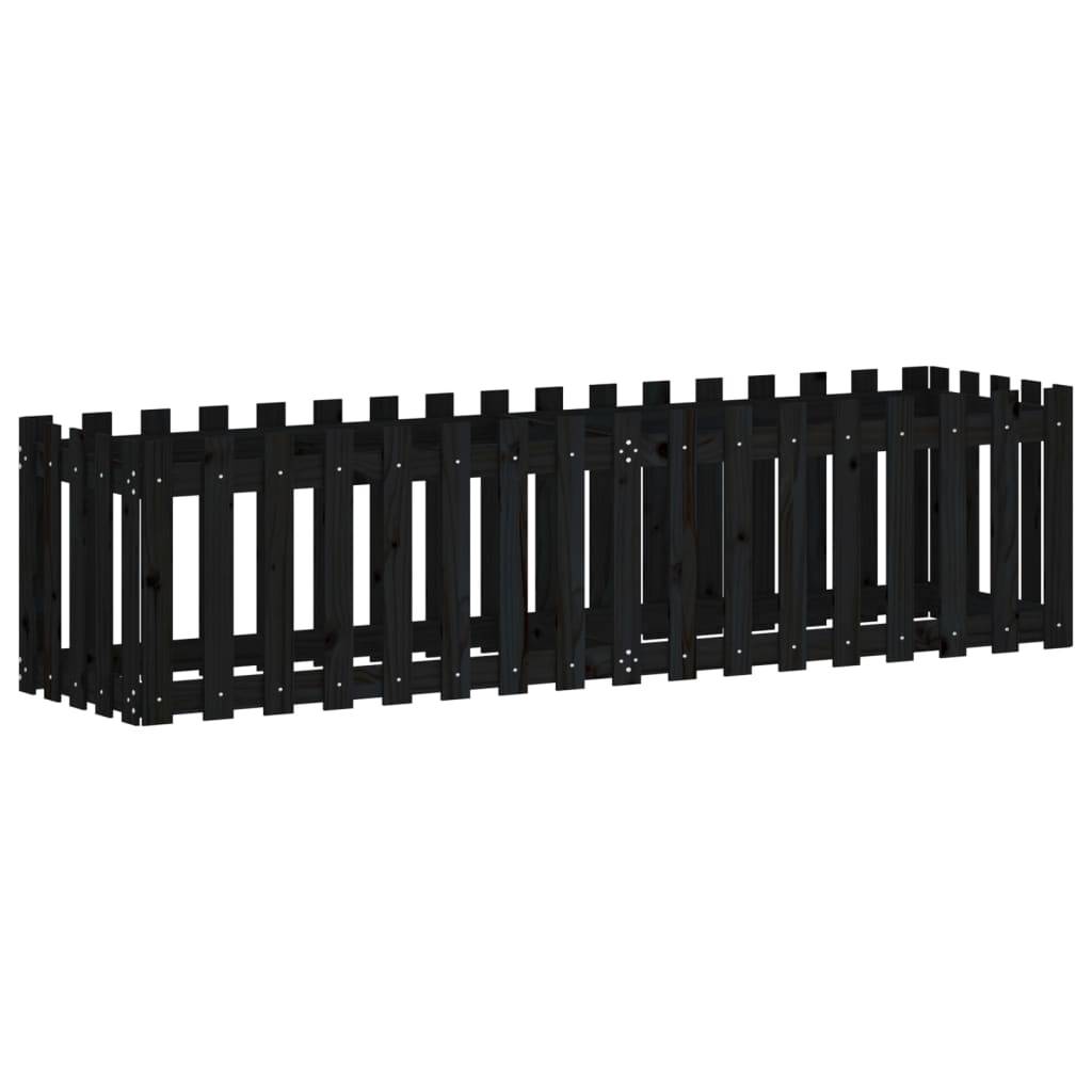 vidaXL Hochbeet Latten-Design Schwarz 200x50x50 cm Massivholz Kiefer