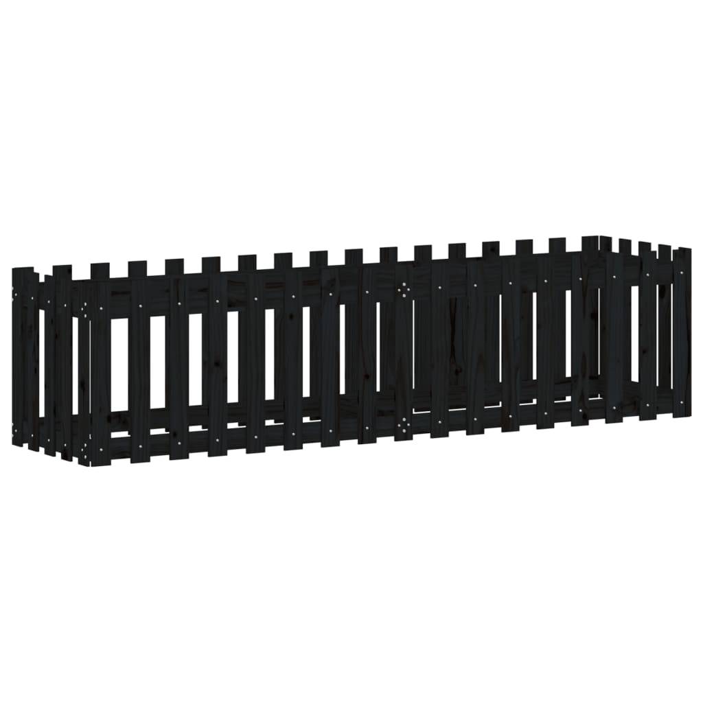 vidaXL Hochbeet Latten-Design Schwarz 200x50x50 cm Massivholz Kiefer