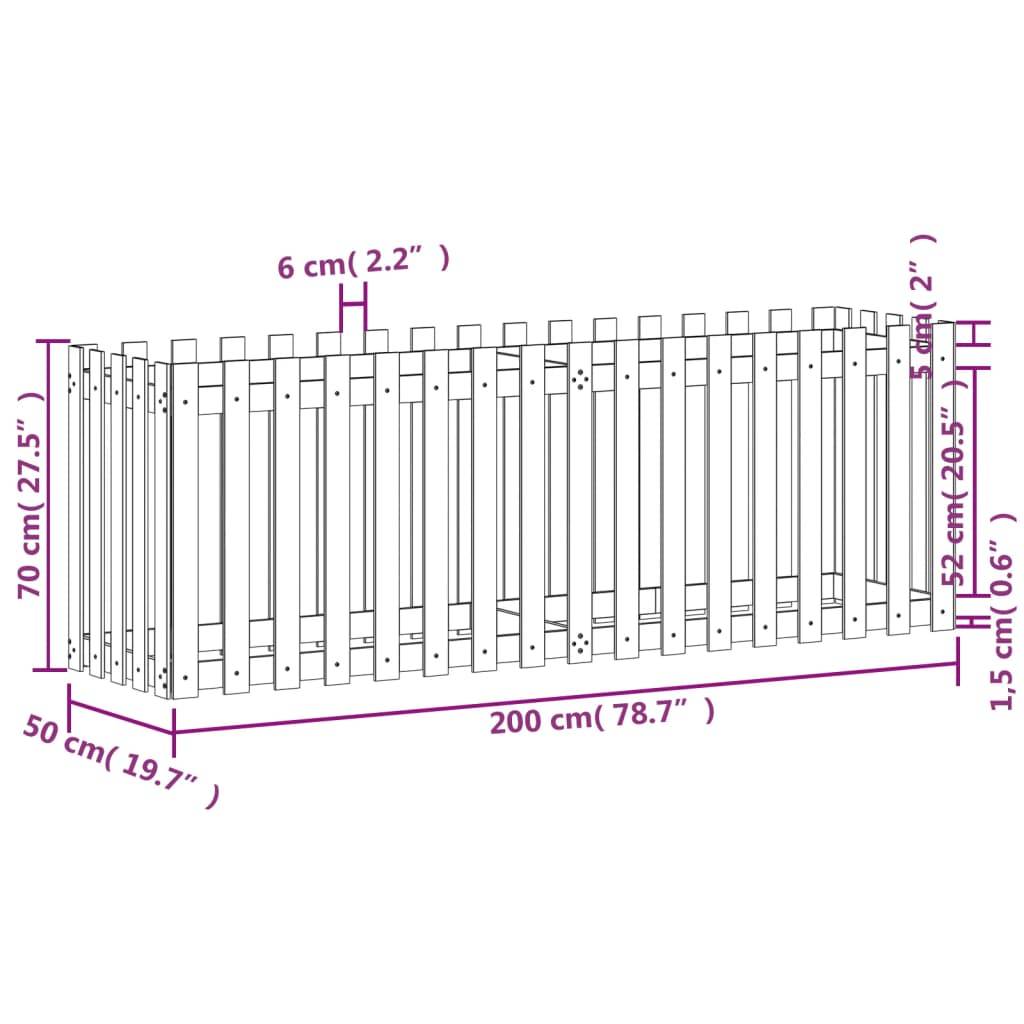 vidaXL Hochbeet Latten-Design Schwarz 200x50x70 cm Massivholz Kiefer