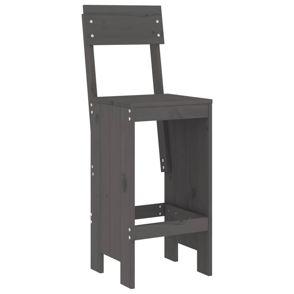 vidaXL 3-tlg. Gartenbar-Set Grau Massivholz Kiefer