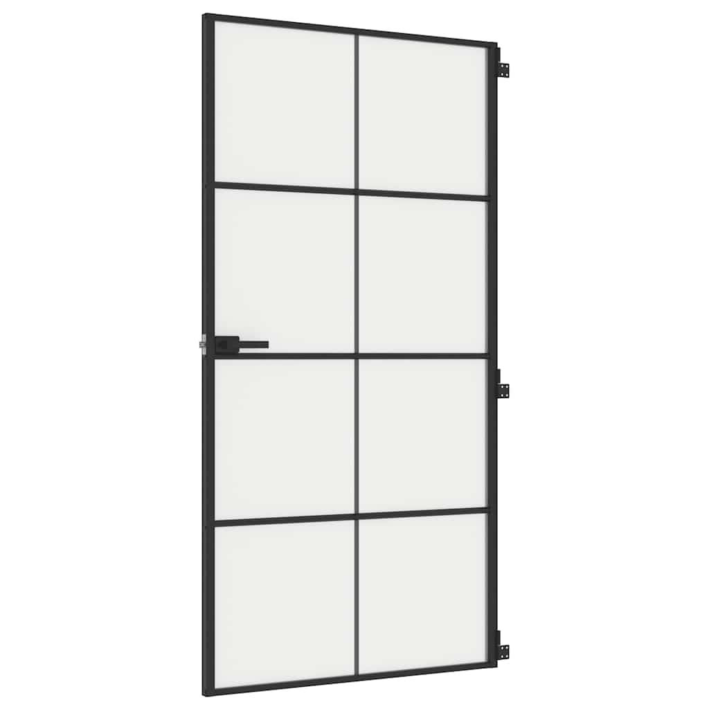 vidaXL Innentür Schlank Schwarz 102,5x201,5 cm Hartglas & Aluminium