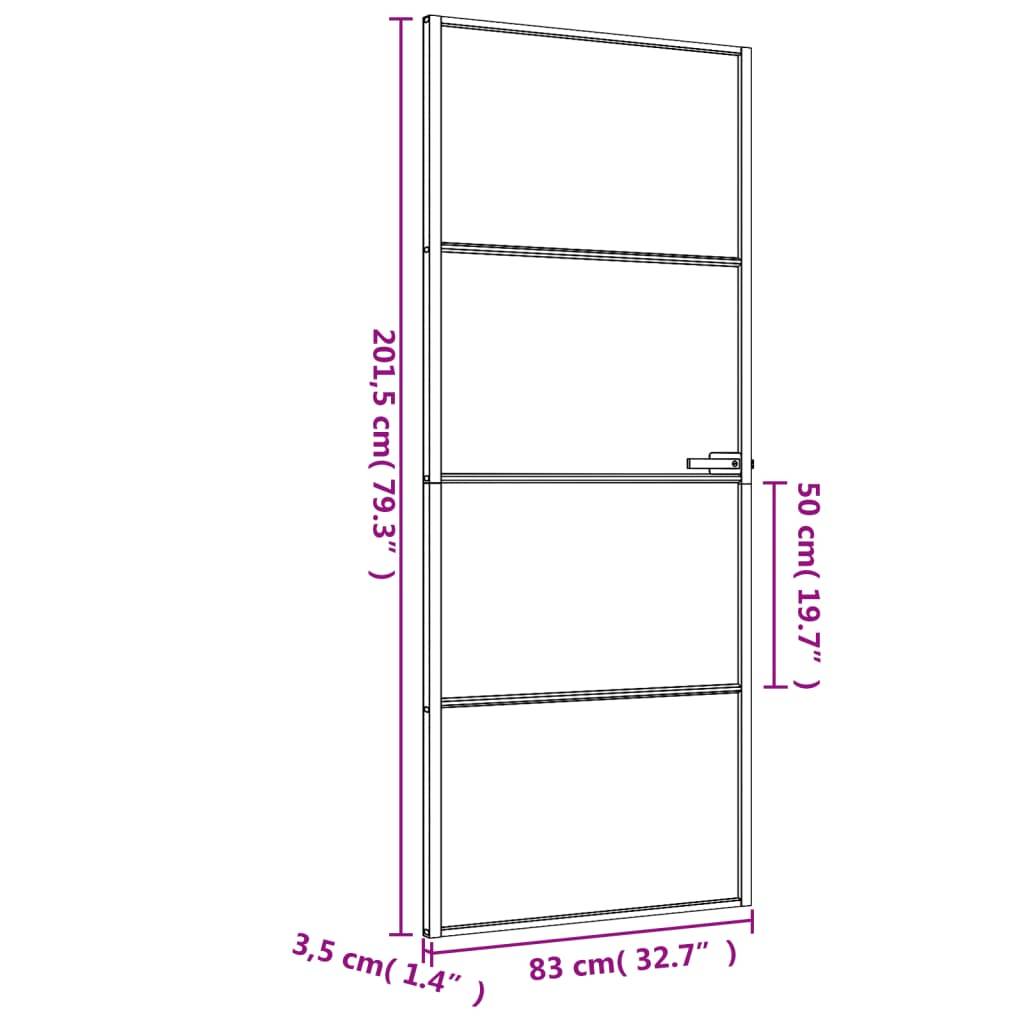 vidaXL Innentür Schlank Schwarz 83x201,5 cm Hartglas & Aluminium