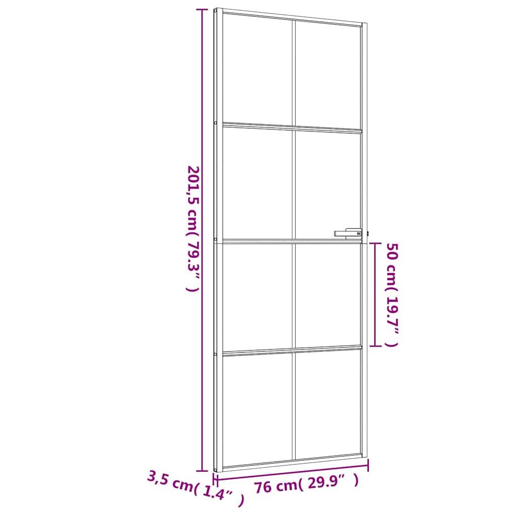 vidaXL Innentür Schlank Schwarz 76x201,5 cm Hartglas und Aluminium