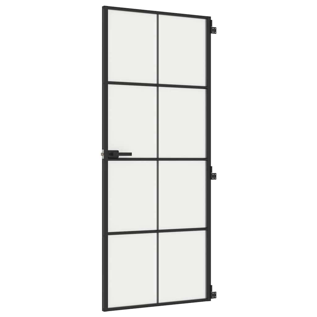 vidaXL Innentür Schlank Schwarz 83x201,5 cm Hartglas & Aluminium