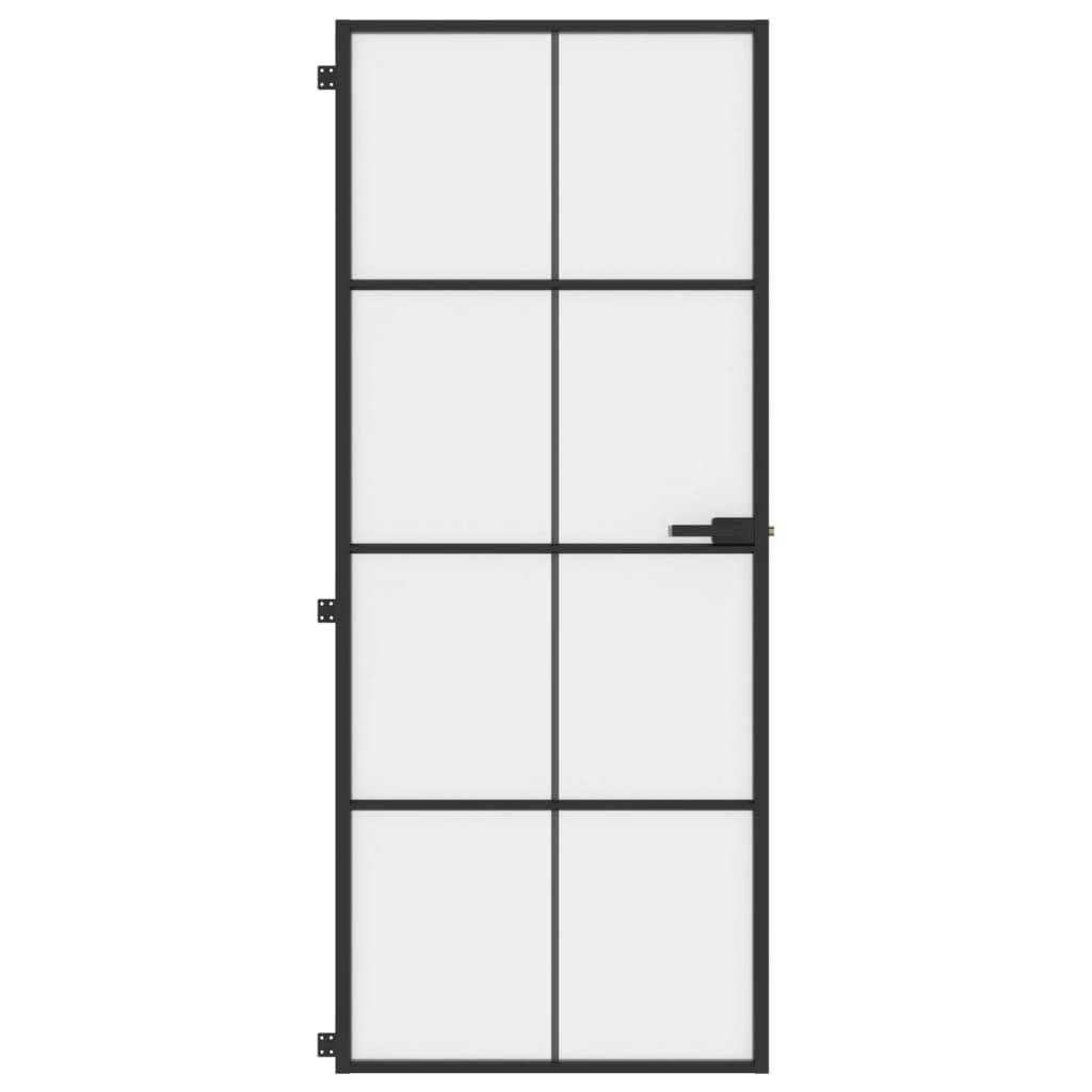 vidaXL Innentür Schlank Schwarz 83x201,5 cm Hartglas & Aluminium