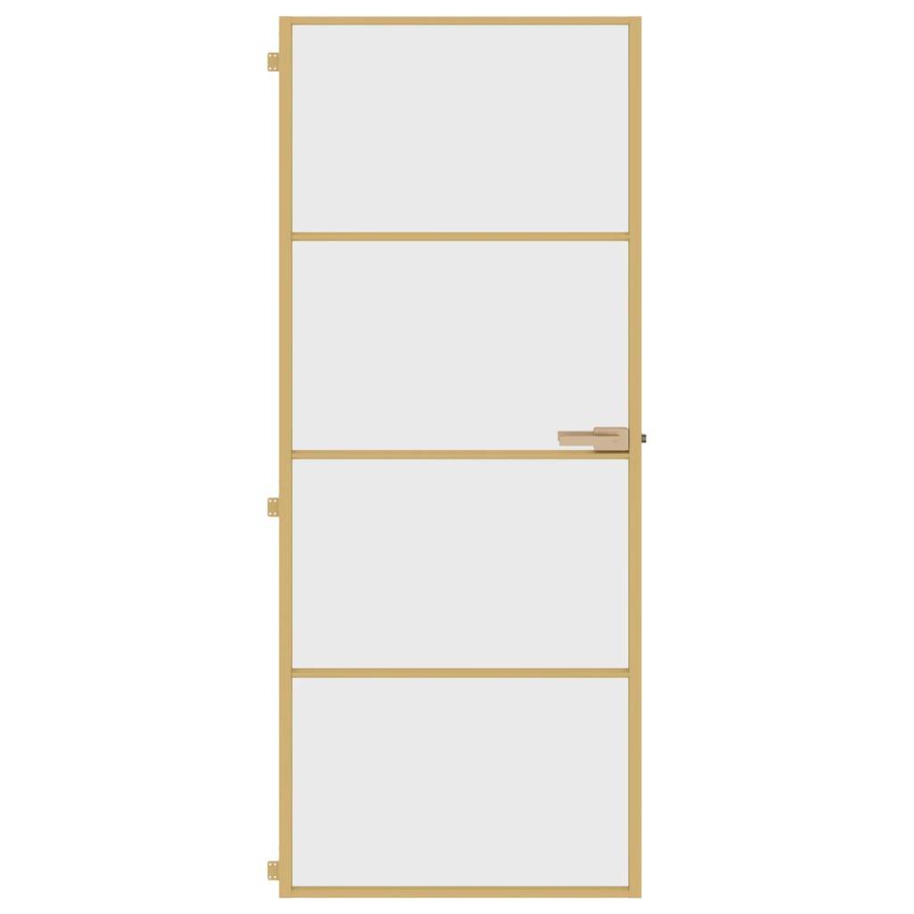 vidaXL Innentür Schlank Golden 83x201,5 cm Hartglas und Aluminium