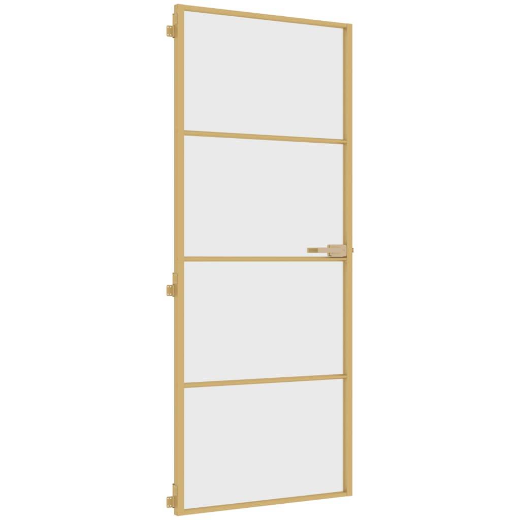 vidaXL Innentür Schlank Golden 83x201,5 cm Hartglas und Aluminium