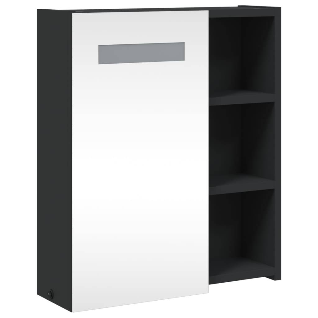 vidaXL Spiegelschrank mit LED-Beleuchtung Schwarz 45x13x52 cm