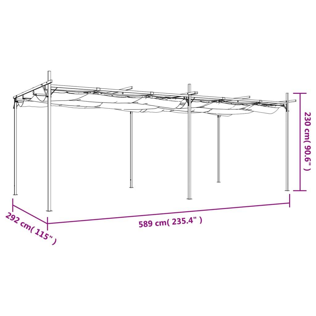 vidaXL Pergola mit Schiebedach Taupe 589x292x230 cm