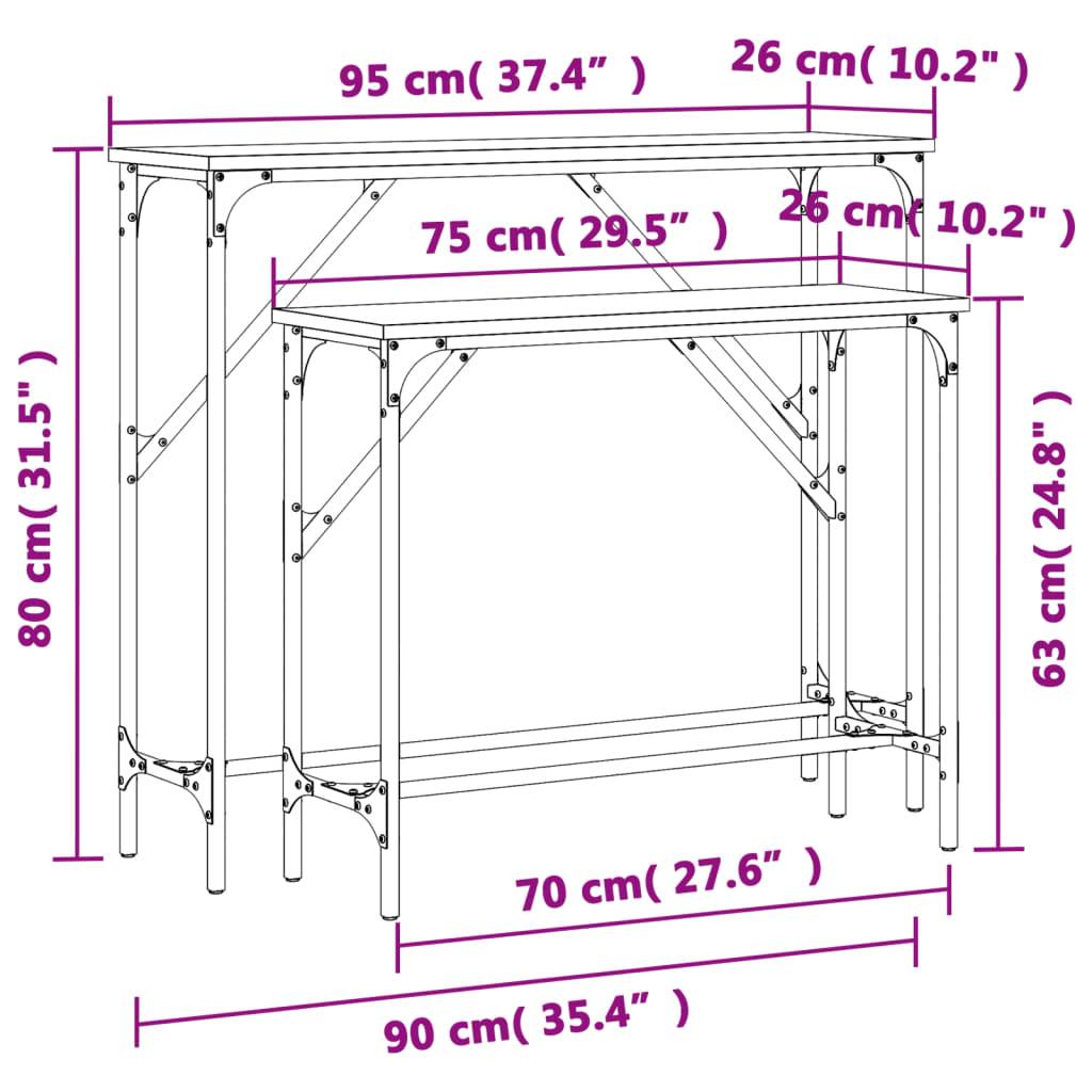 vidaXL Konsolentische 2 Stk. Räuchereiche Holzwerkstoff