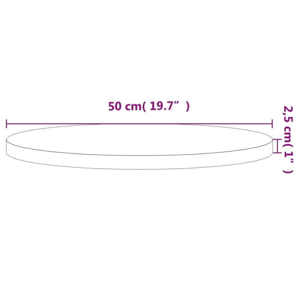 vidaXL Tischplatte Ø50x2,5 cm Rund Massivholz Buche