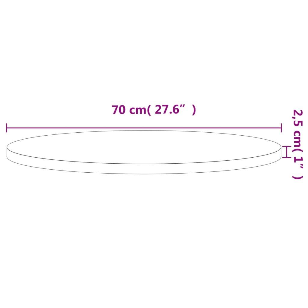 vidaXL Tischplatte Ø70x2,5 cm Rund Massivholz Buche