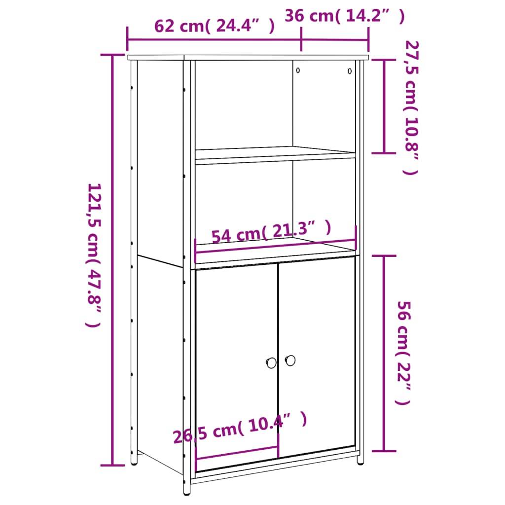 vidaXL Highboard Sonoma-Eiche 62x36x121,5 cm Holzwerkstoff
