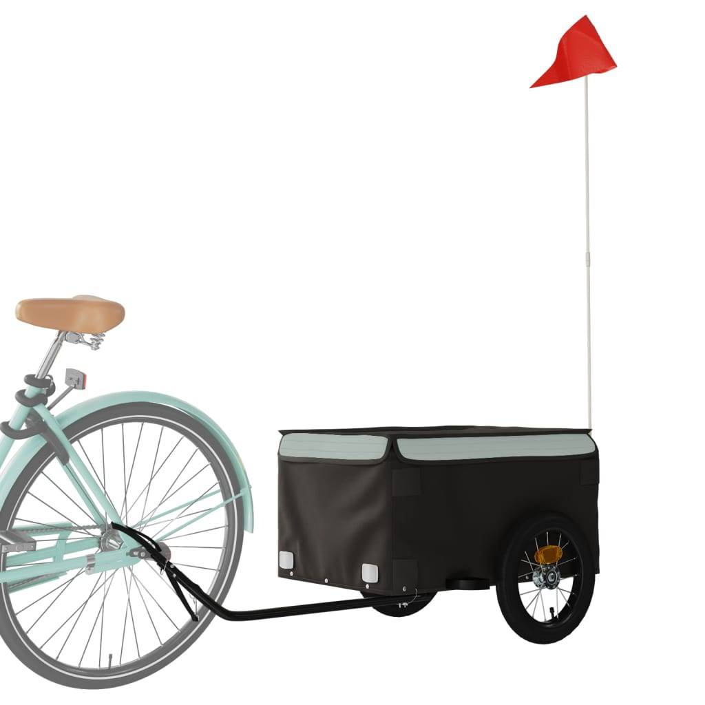 vidaXL Fahrradanhänger Schwarz und Grau 30 kg Eisen