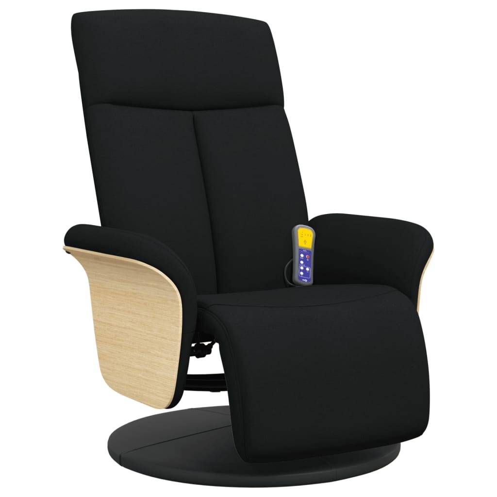 vidaXL Massagesessel mit Fußteil Schwarz Stoff