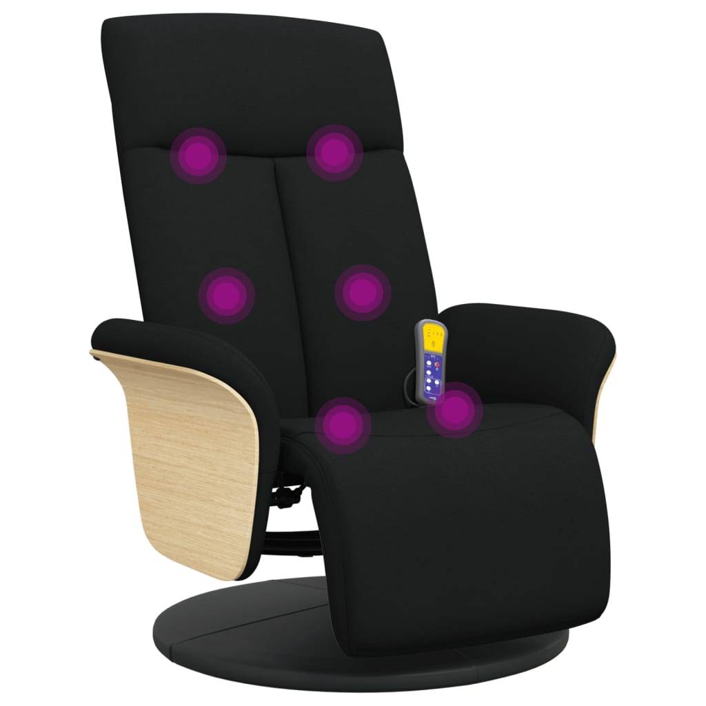 vidaXL Massagesessel mit Fußteil Schwarz Stoff