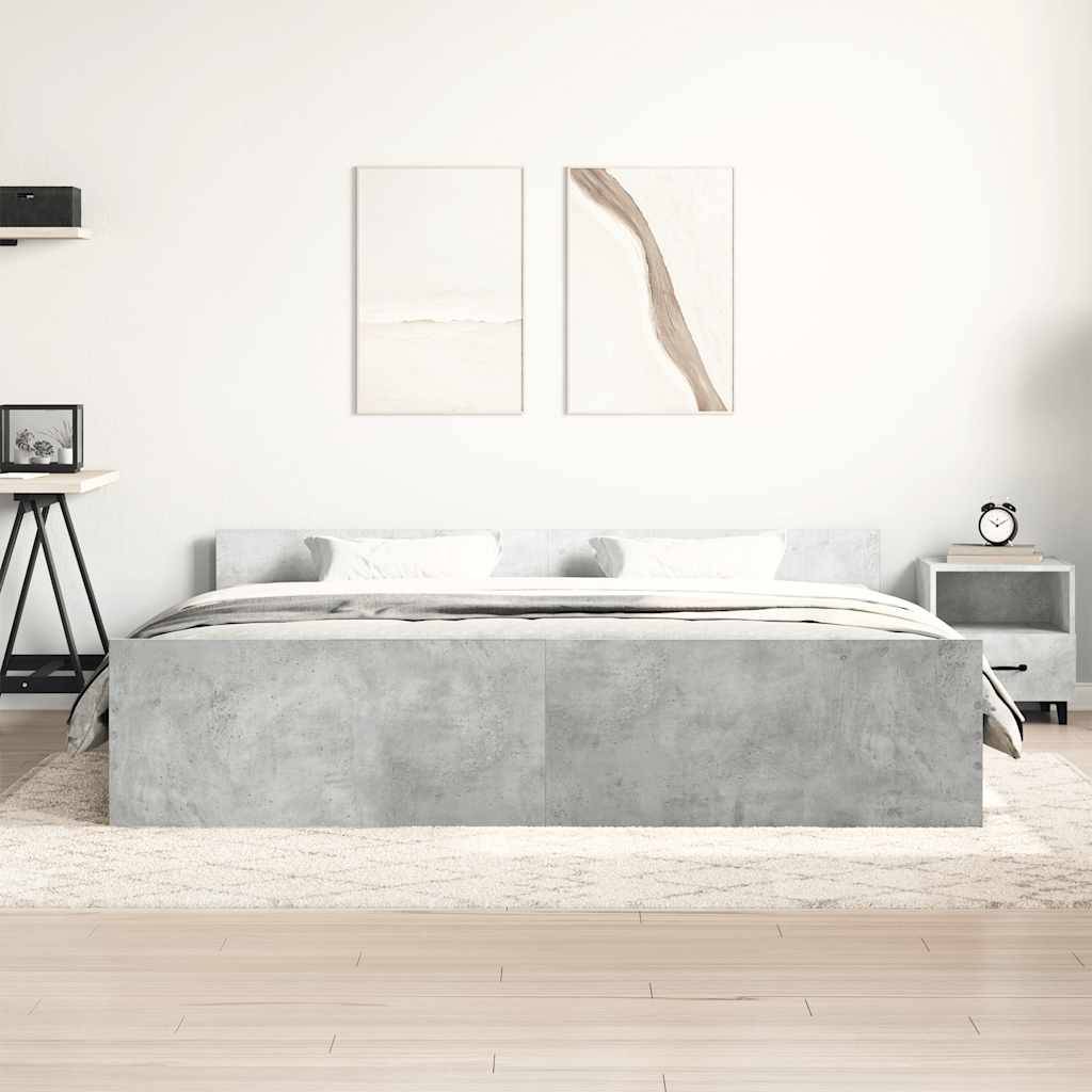 vidaXL Bettgestell mit Kopf- und Fußteil Betongrau 160x200 cm