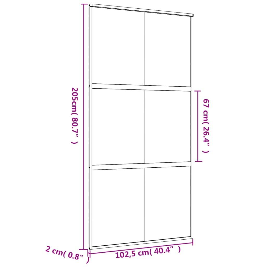 vidaXL Schiebetür Golden 102,5x205 cm ESG-Klarglas und Aluminium