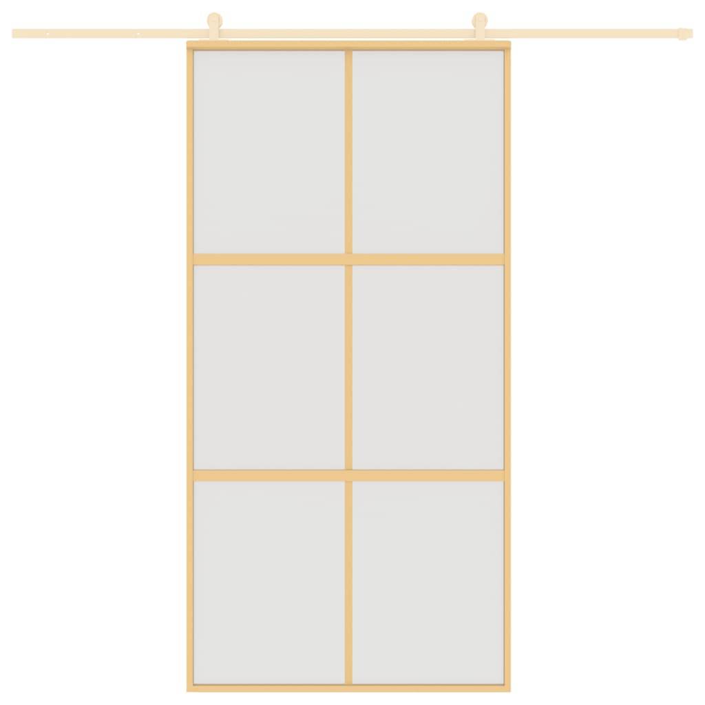 vidaXL Schiebetür Golden 102,5x205 cm Matt ESG-Glas und Aluminium