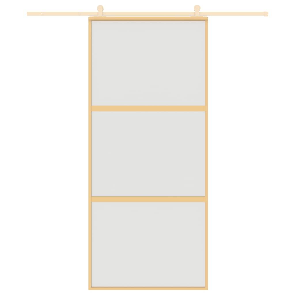vidaXL Schiebetür Golden 90x205 cm Matt ESG-Glas und Aluminium