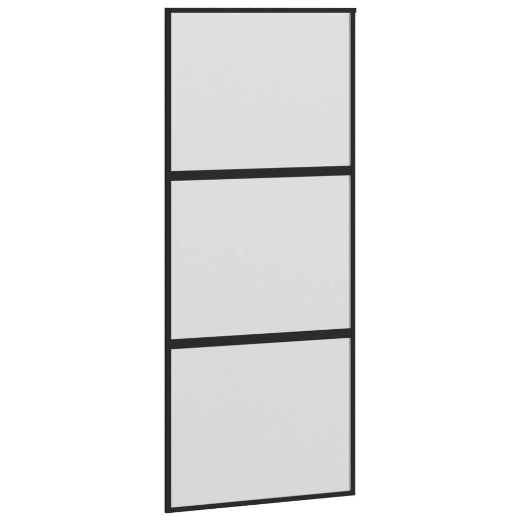 vidaXL Schiebetür Schwarz 90x205 cm Hartglas und Aluminium