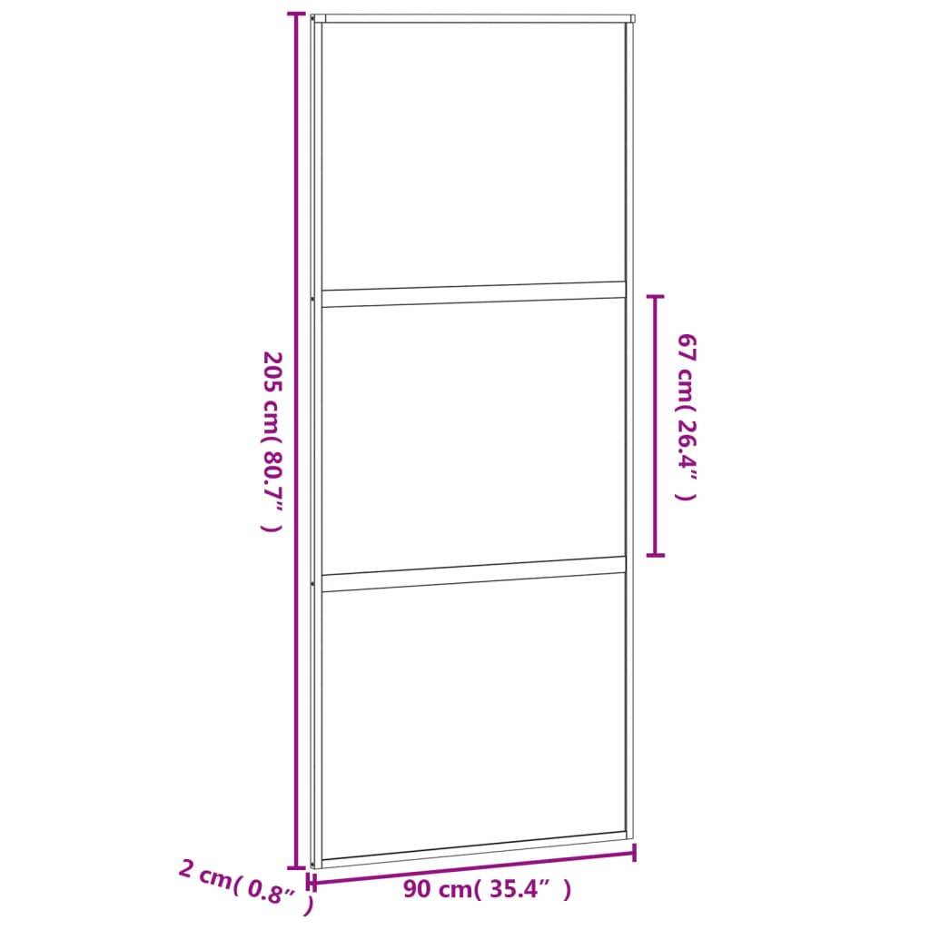 vidaXL Schiebetür Schwarz 90x205 cm Hartglas und Aluminium