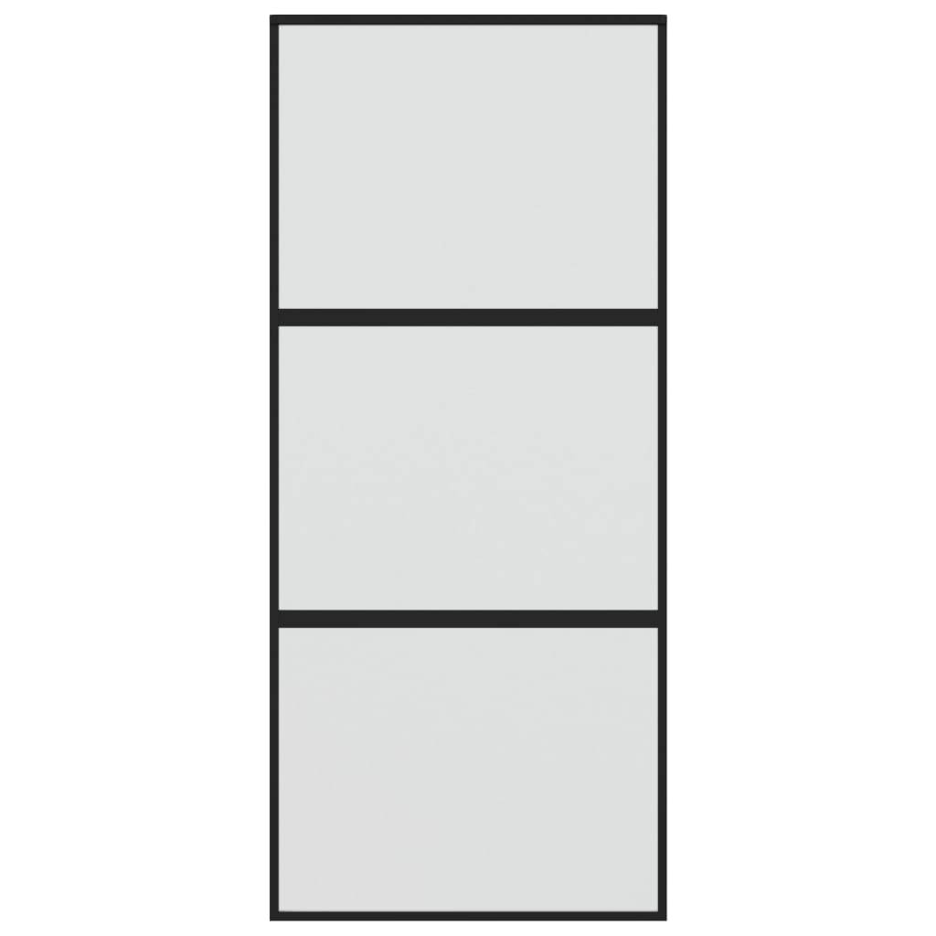 vidaXL Schiebetür Schwarz 90x205 cm Hartglas und Aluminium