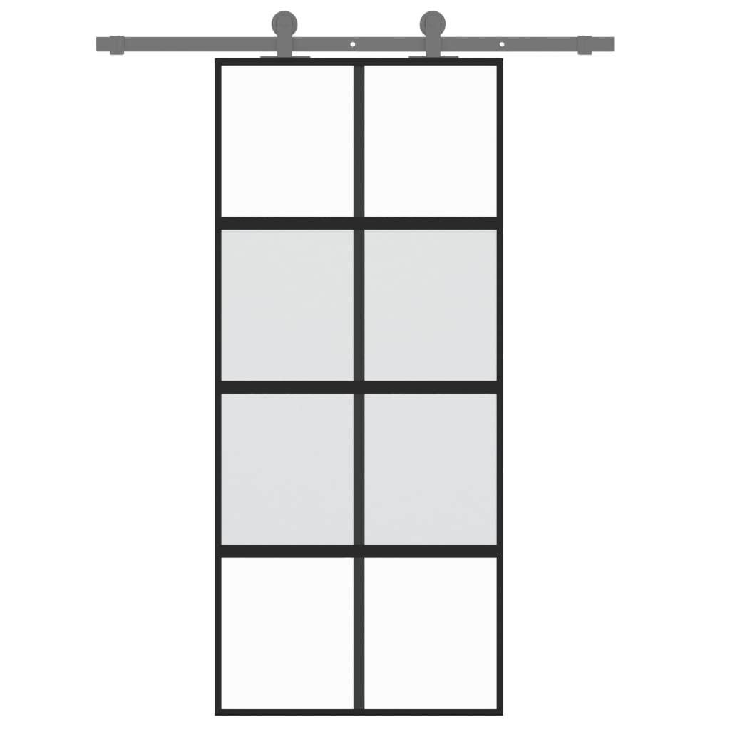 vidaXL Schiebetür Schwarz 90x205 cm Hartglas und Aluminium