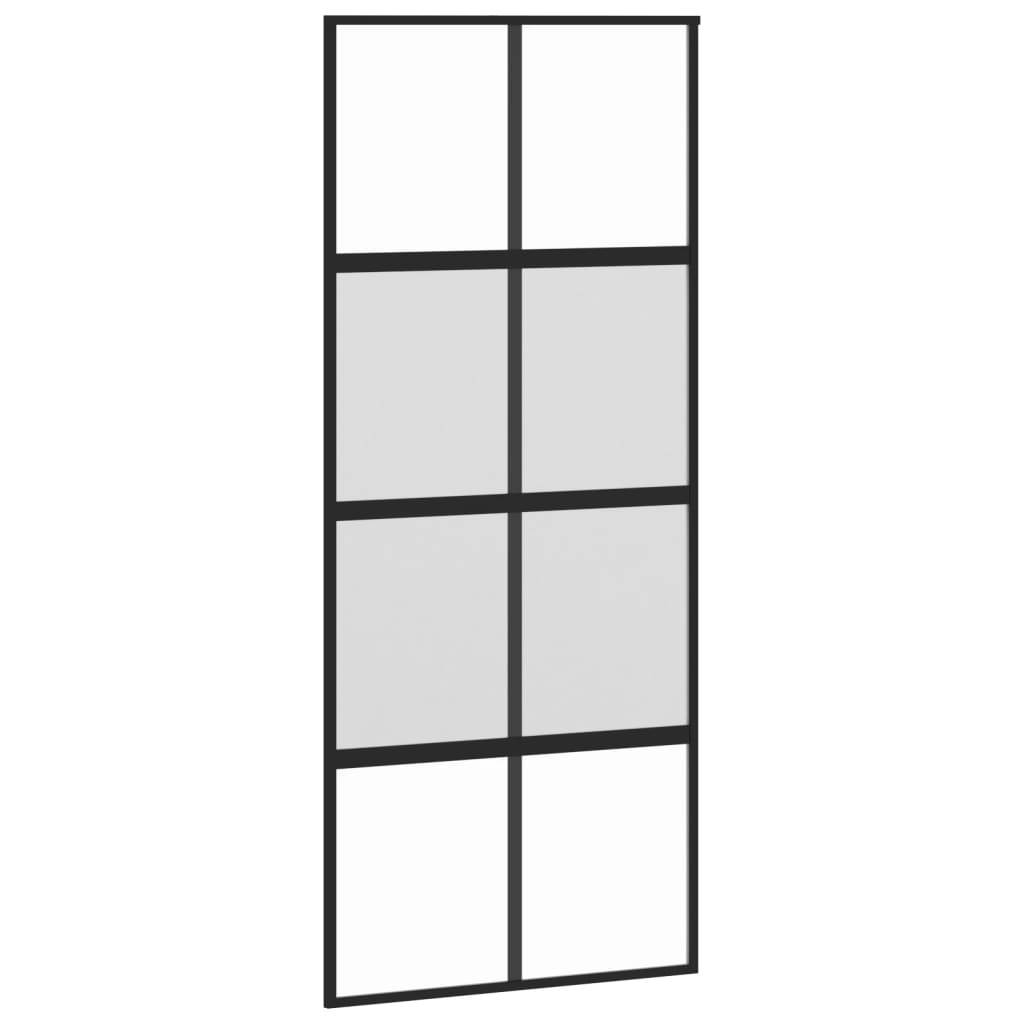 vidaXL Schiebetür Schwarz 90x205 cm Hartglas und Aluminium