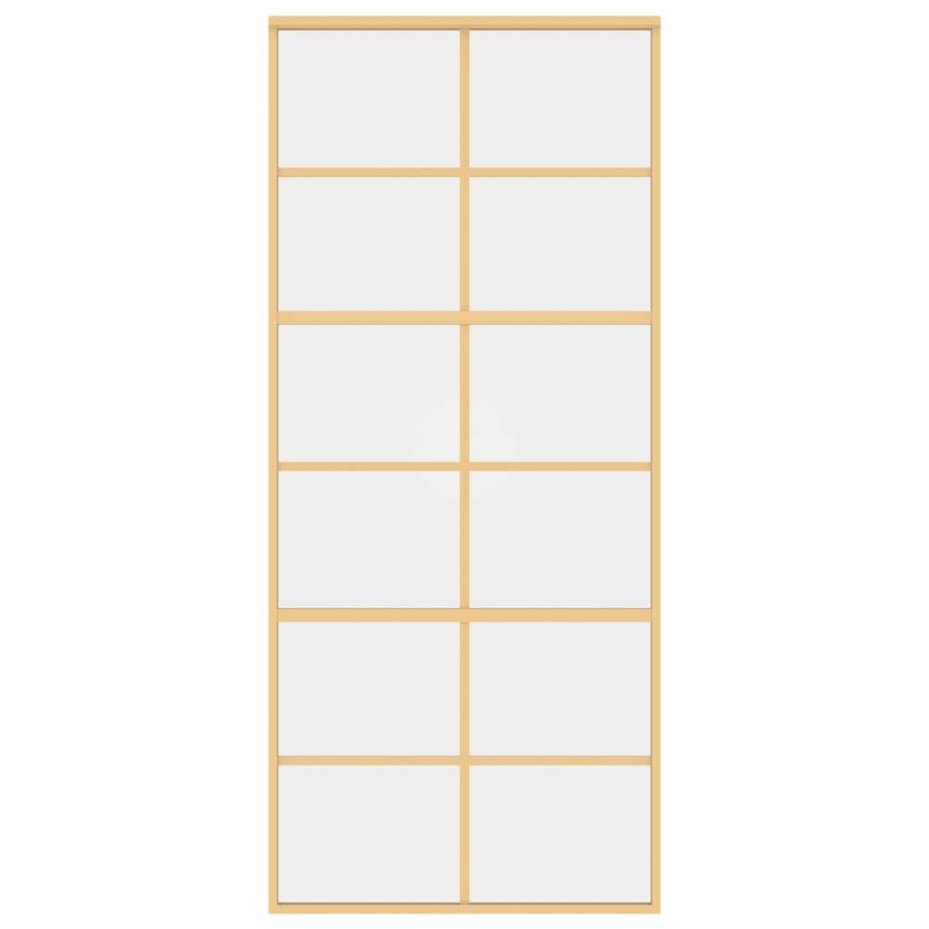vidaXL Schiebetür Golden 90x205 cm ESG-Klarglas und Aluminium